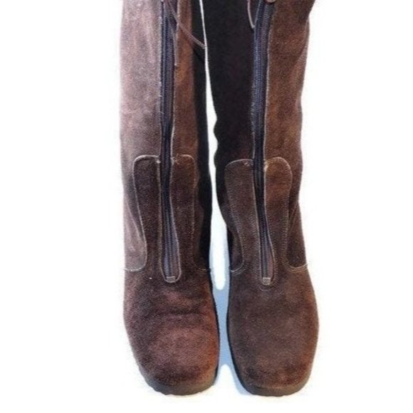 Vintage Boots Women's Size 9 NARROW Brown Leather Faux Fur Boho Hippie Campus - Picture 4 of 10